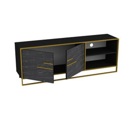 Hanah Home Soporte para TV Polka Negro y Oro